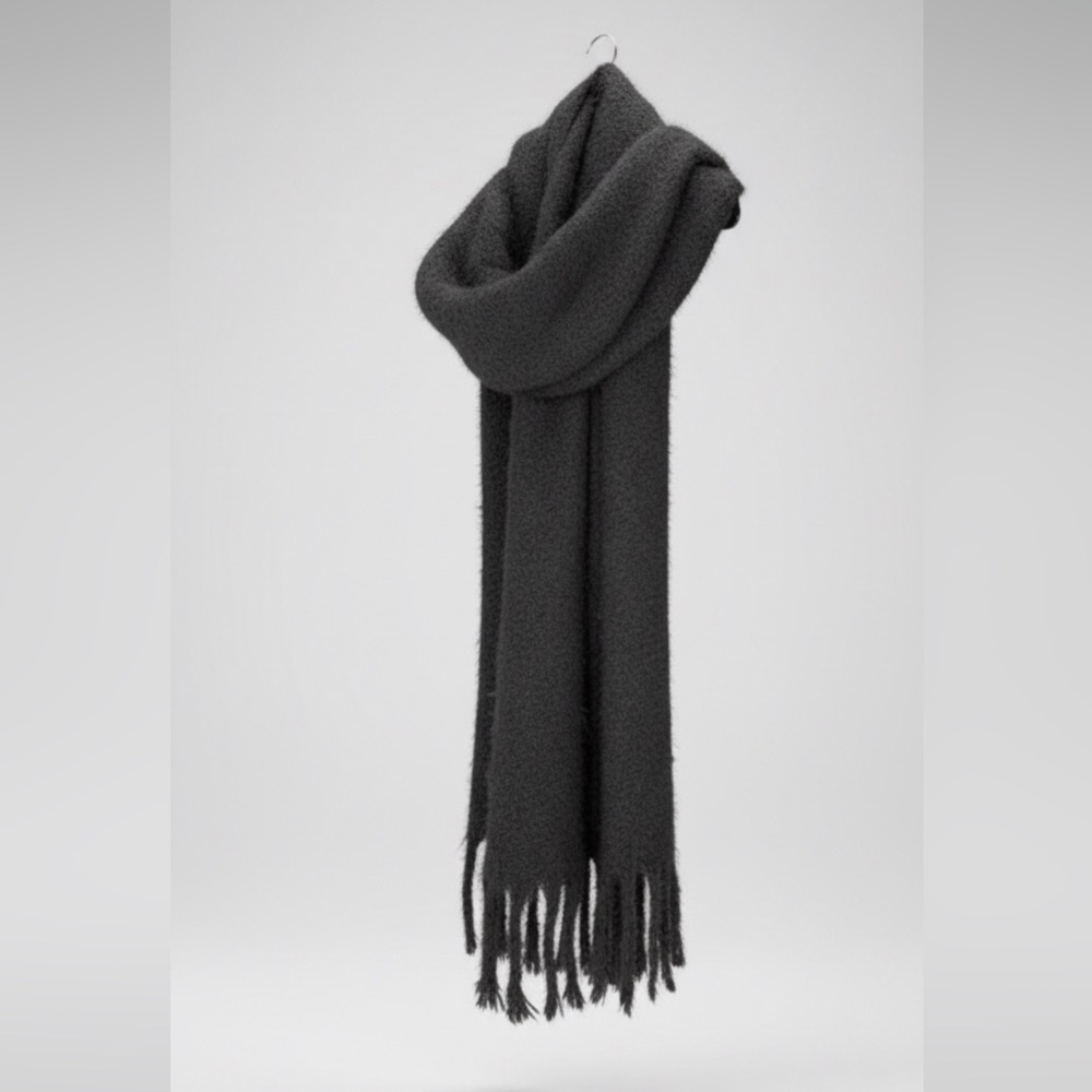 Very Soft & Cozy Black Fringe Scarf